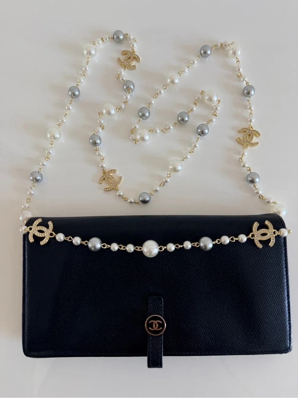 Chanel black leather wallet